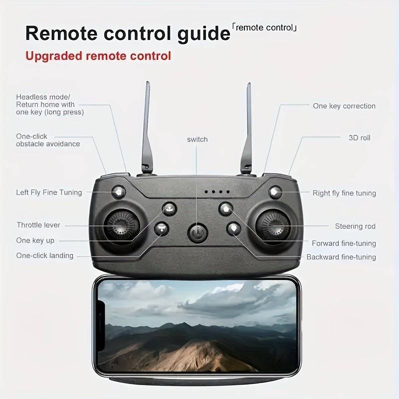 Black Remote Control Drone Dual Camera Aerial Recording, One Key Take Off And Landing, One Key Return WlFl Connection Aerial Four-axis Flyer, Christmas, Thanksgiving Gift