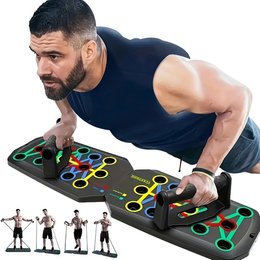 1pc Multifunctional 30-Hole Push-Up Board for Core & Ab Workouts - Durable ABS Material, Colorful Design, Black