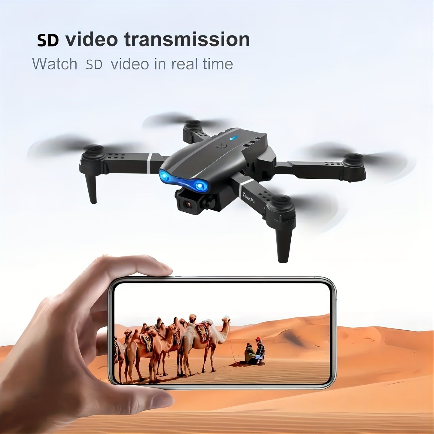 Black Remote Control Drone Dual Camera Aerial Recording, One Key Take Off And Landing, One Key Return WlFl Connection Aerial Four-axis Flyer, Christmas, Thanksgiving Gift