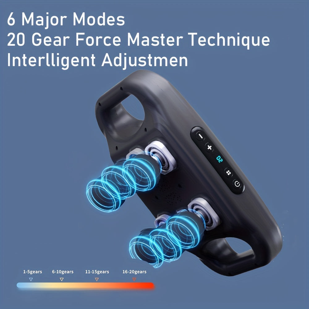 Fenash 6-Head Deep Tissue Massager with Rechargeable Nickel Battery, 2000mAh, USB Charging, Whole Body Percussion, Plastic Material, No Papaya, High Power Output, 30KG Strong Power, 14400 Max Thrust, 21MM Deep Massage