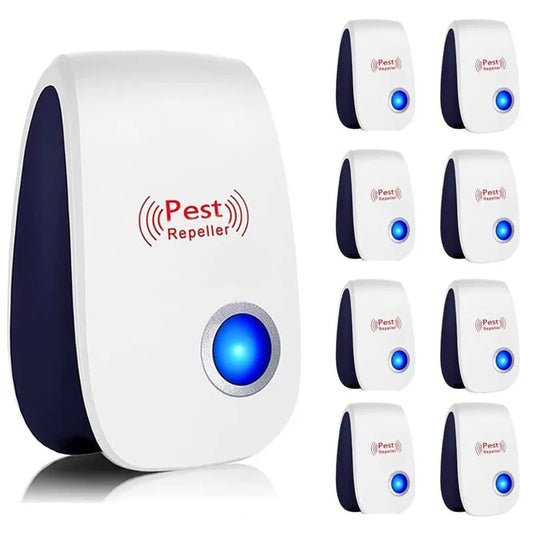 6pcs Ultrasonic Pest Repeller EU Plug Insects Electronic Pest Repellent 360° Indoor Efficient Controls Spiders Repeller For Home