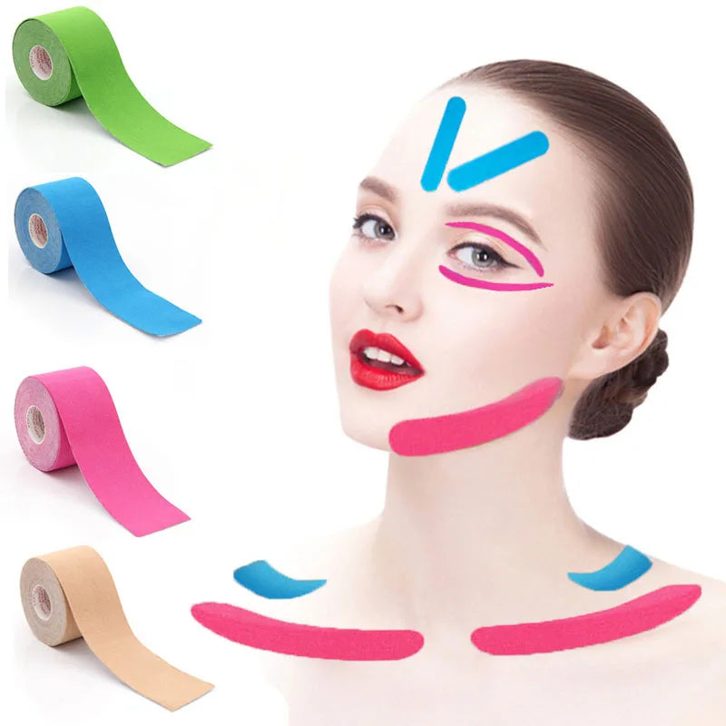 5M Face Lifting Tape, Cotton Kinesiology Tape For Face V Line And Neck Eyes Area Lifting, Breathable, Waterproof And Comfortable