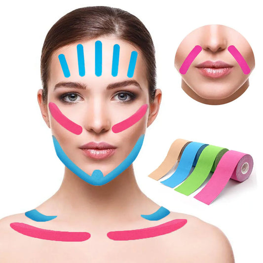 5M Face Lifting Tape, Cotton Kinesiology Tape For Face V Line And Neck Eyes Area Lifting, Breathable, Waterproof And Comfortable