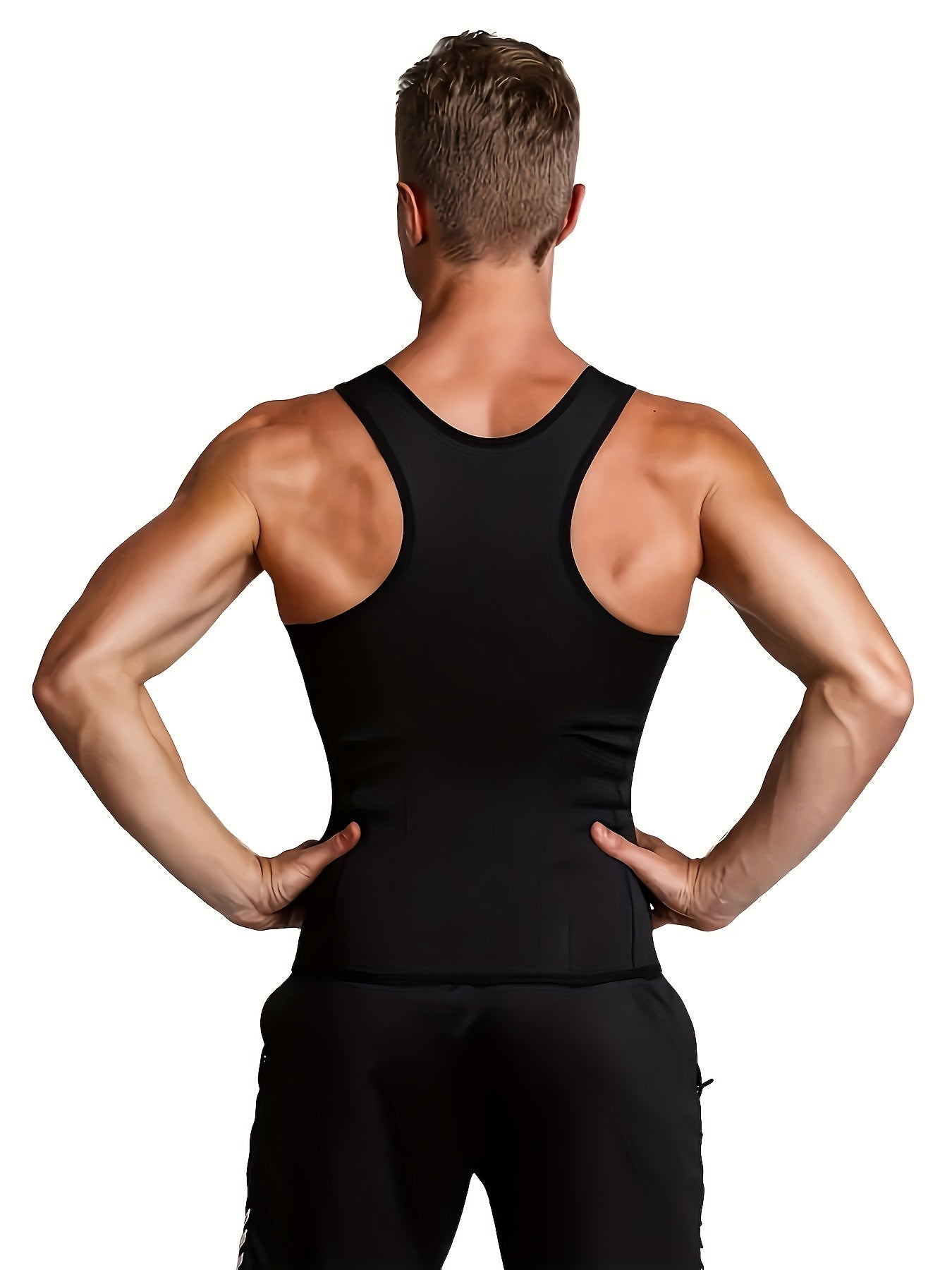 Men's Slimming Sauna Vest - Neoprene & Polyester, Zip-Up Tummy Control Workout Tank Top for Fitness & Body Shaping