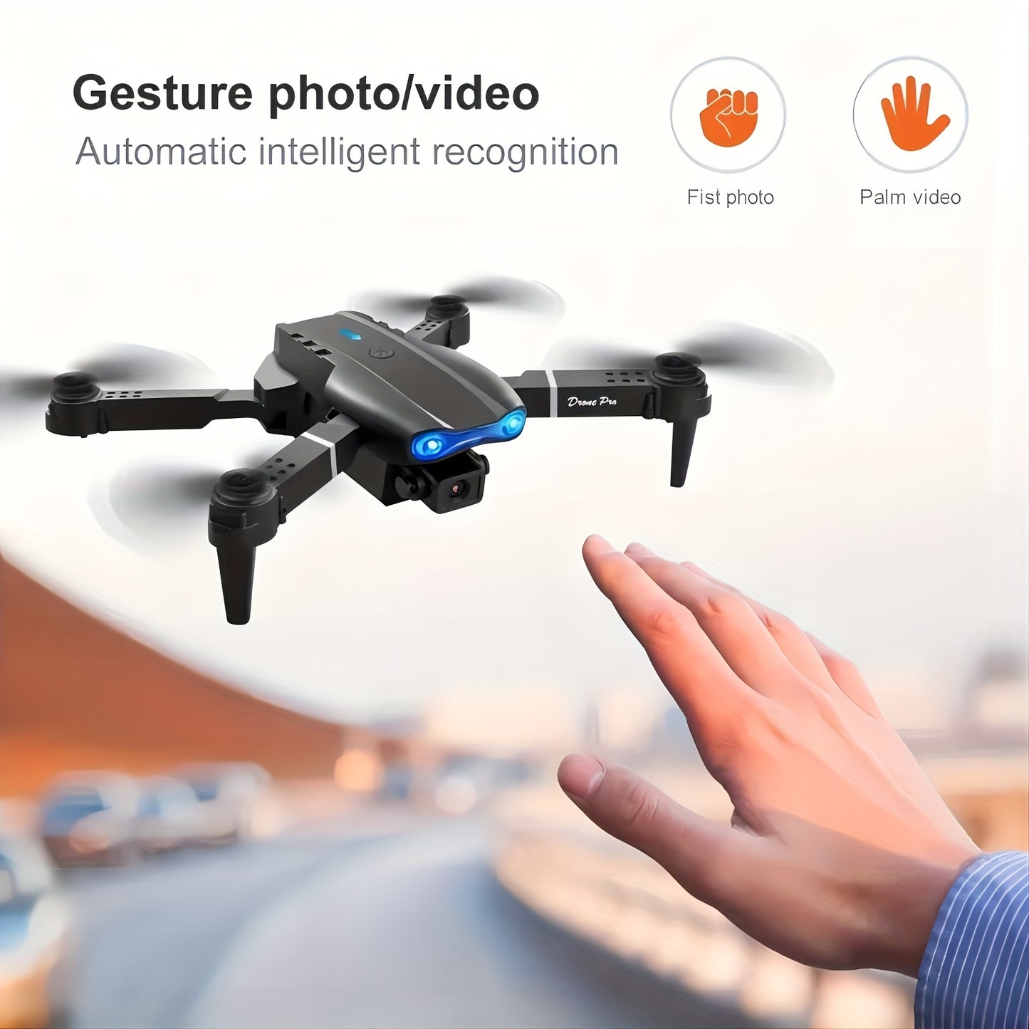 Black Remote Control Drone Dual Camera Aerial Recording, One Key Take Off And Landing, One Key Return WlFl Connection Aerial Four-axis Flyer, Christmas, Thanksgiving Gift